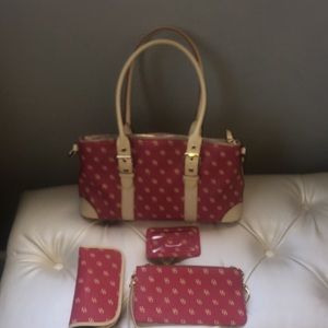 Dooney & Bourke Tote, sunglass holder, pouch, & ID